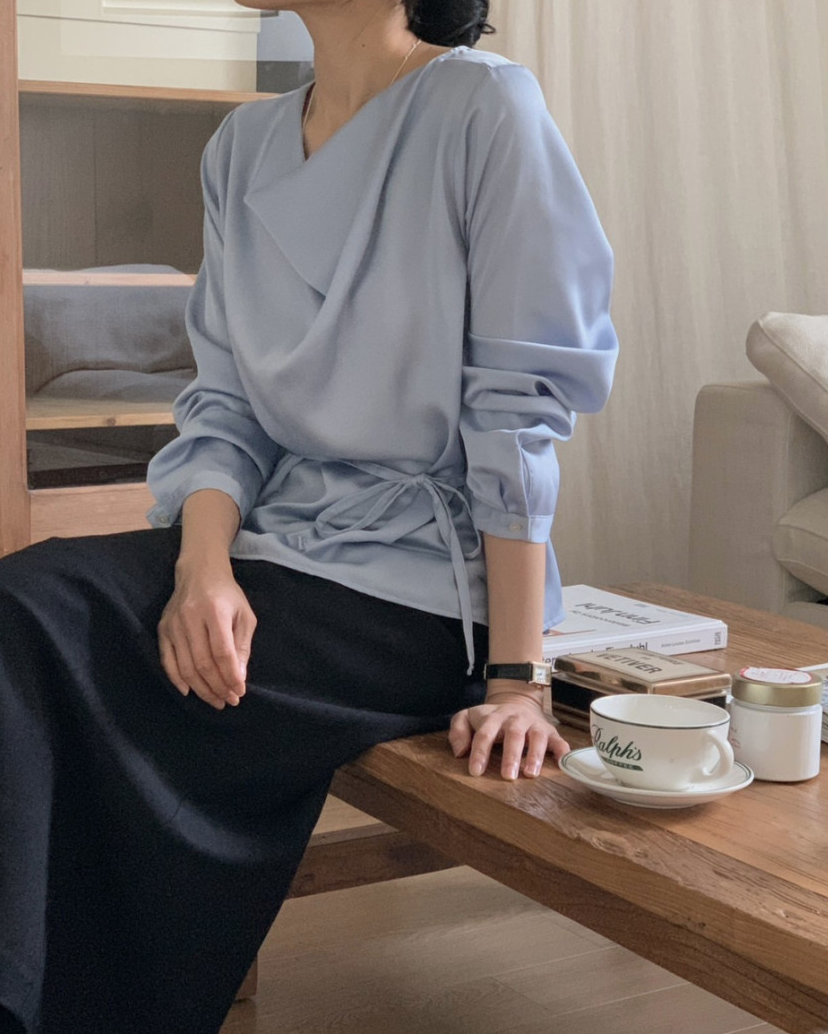 Cowl neck silky blouse