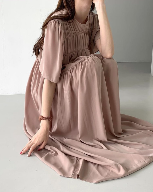 Smocked silky dress