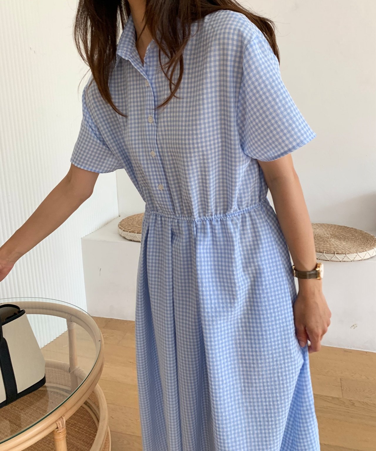 Gingham seersucker dress