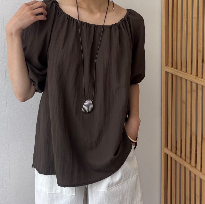 Rayon puff sleeve blouse