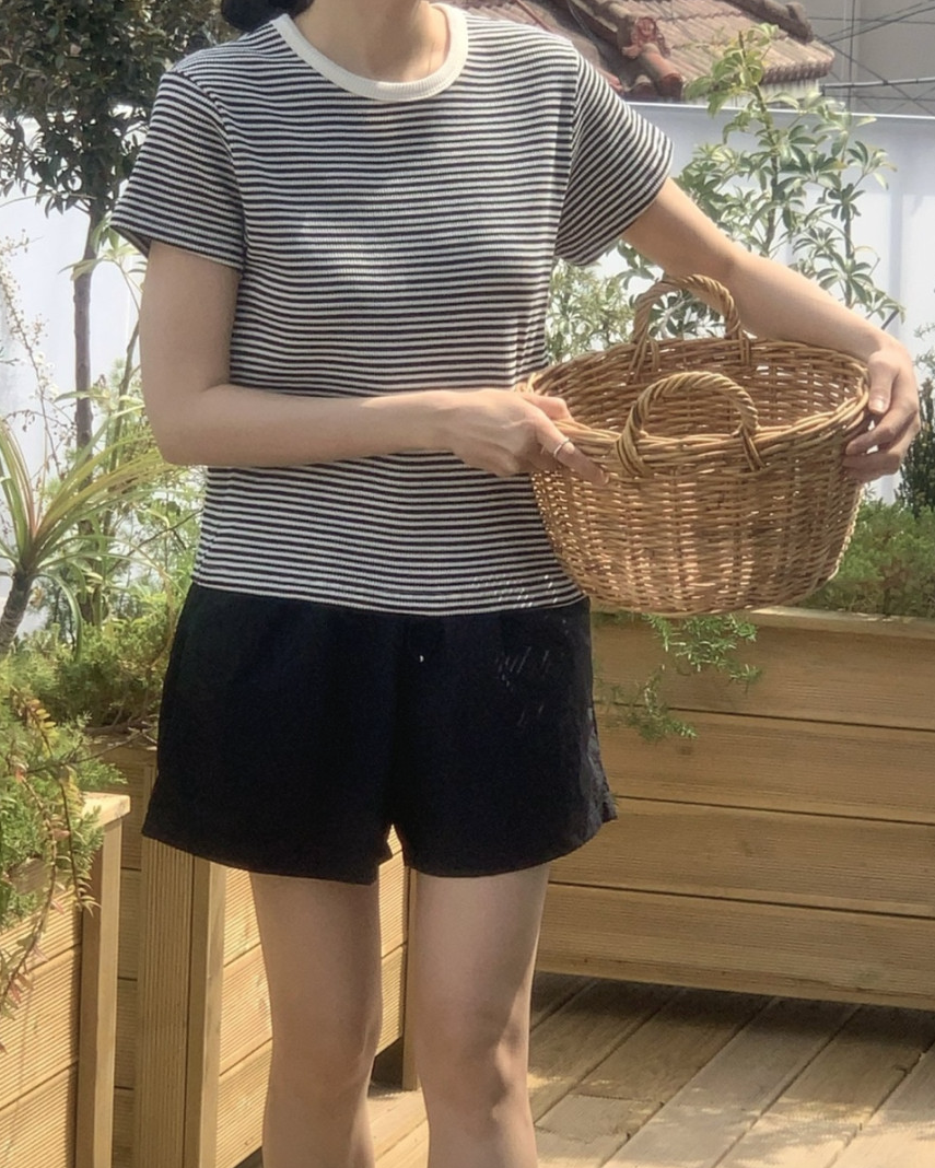 Summer waffle striped t-shirt