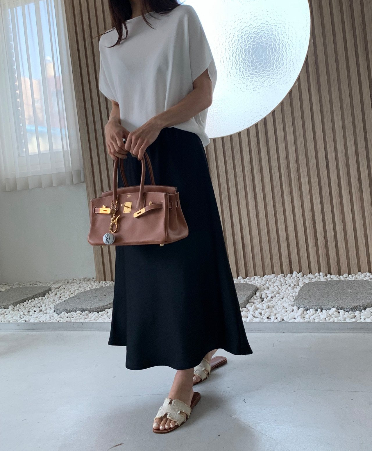 Satin A line skirt
