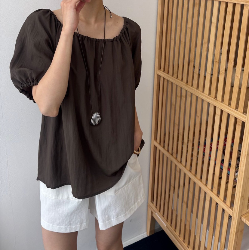 Rayon puff sleeve blouse