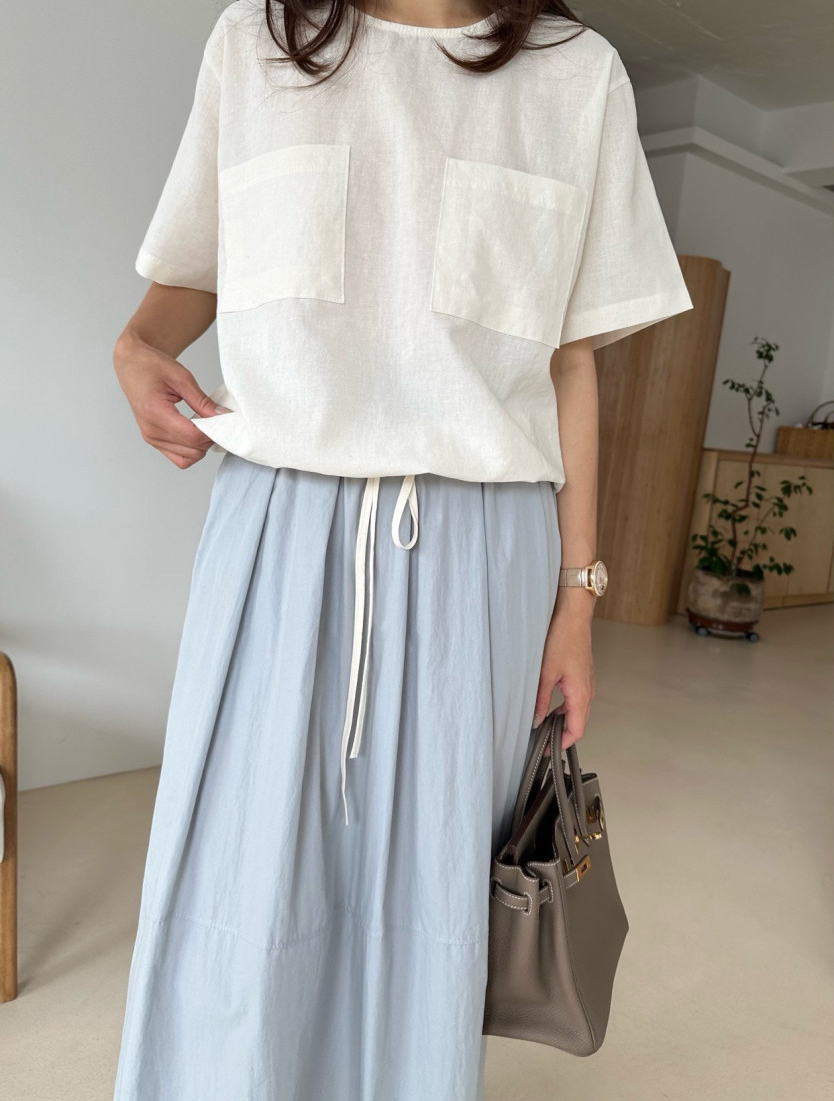 Linen pocket blouse