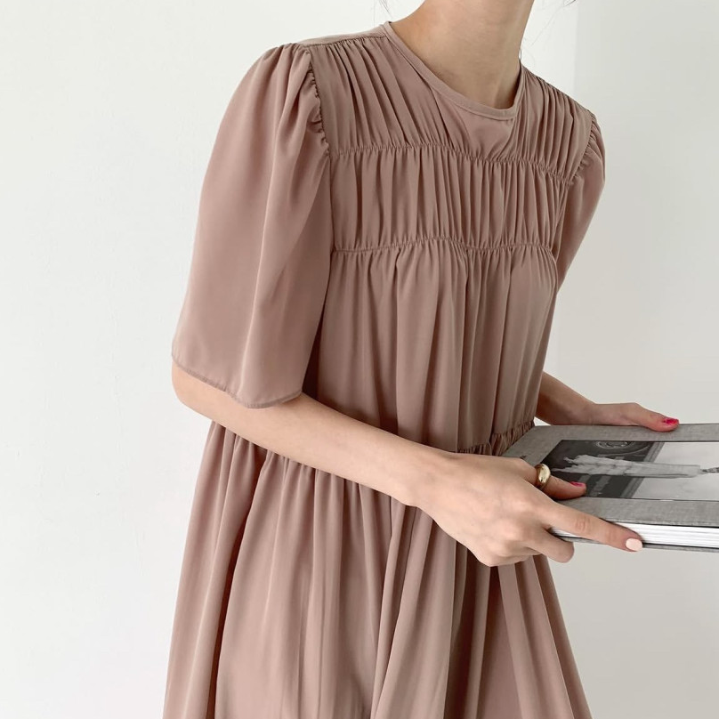 Smocked silky dress