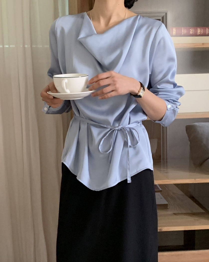 Cowl neck silky blouse