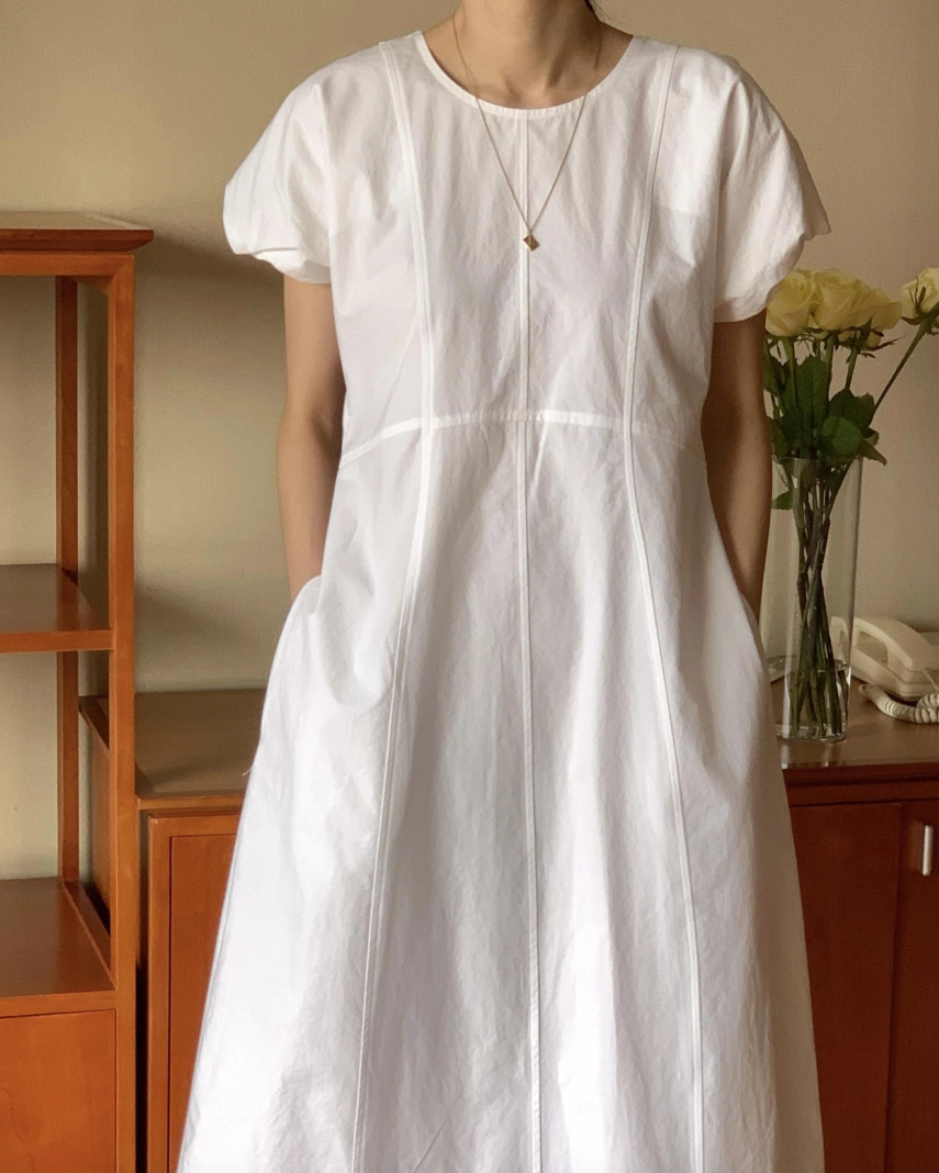 Spring puff cotton dress