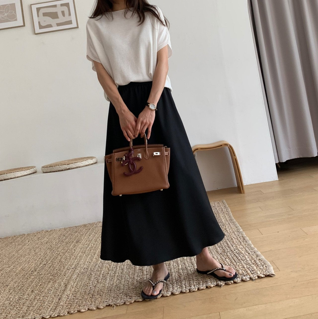 Satin A line skirt