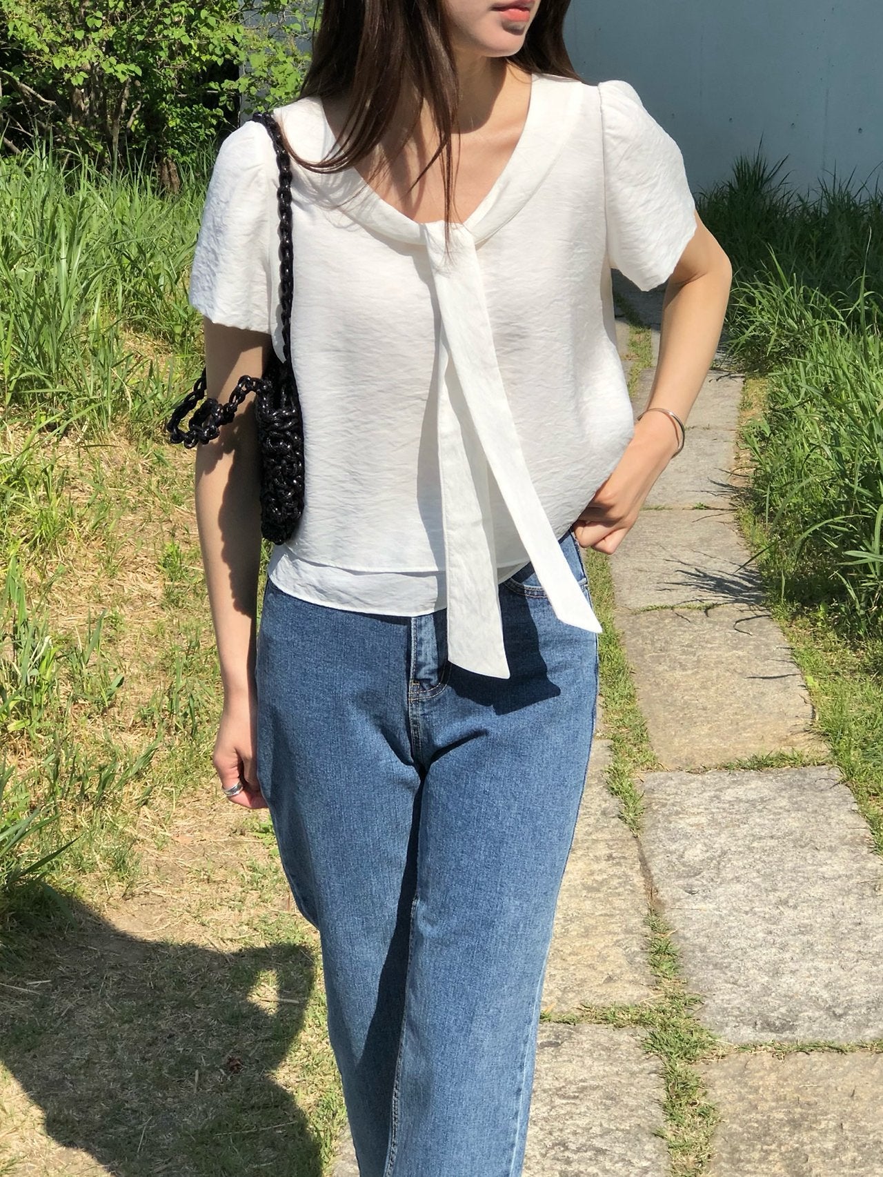 Tie blouse