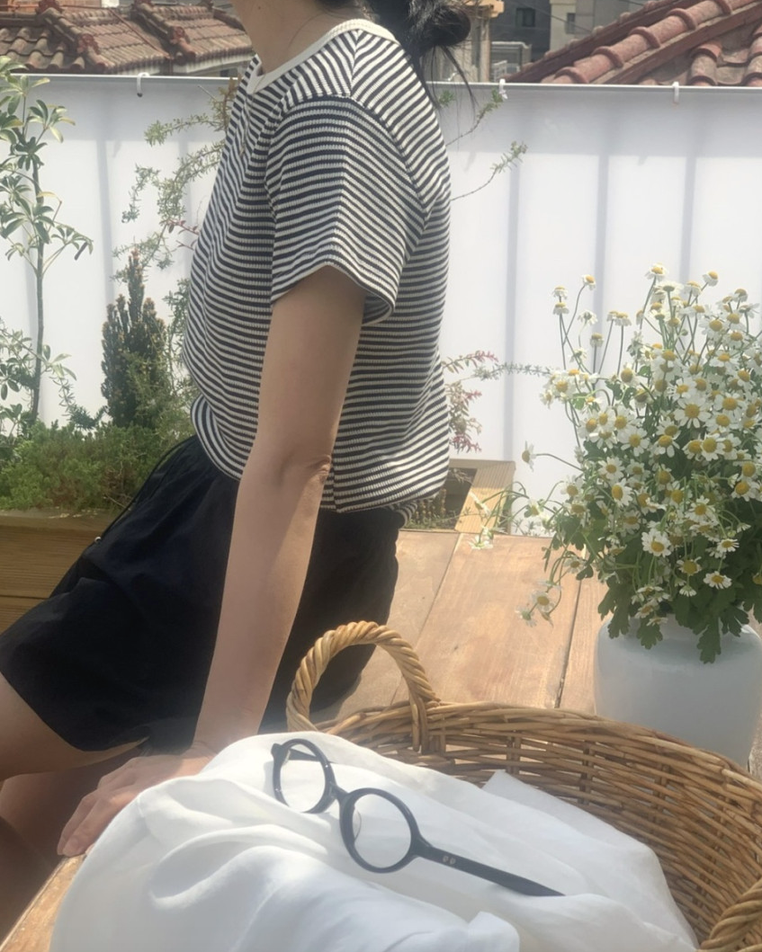 Summer waffle striped t-shirt