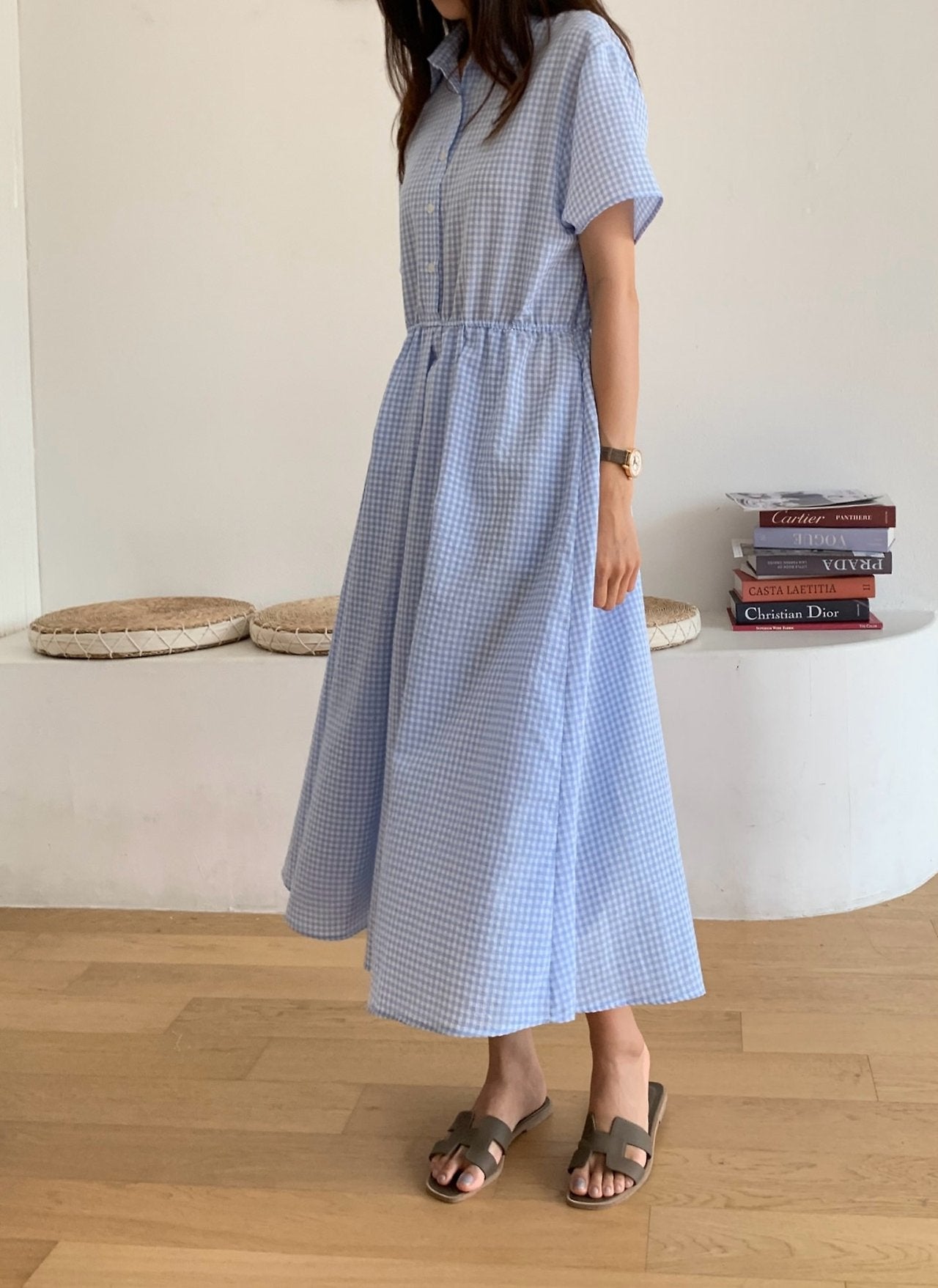 Gingham seersucker dress