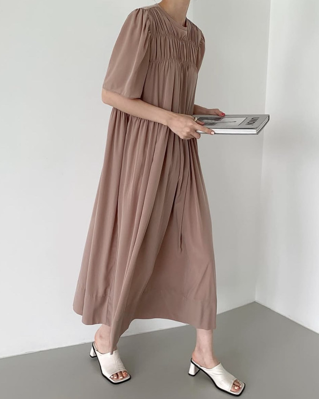 Smocked silky dress