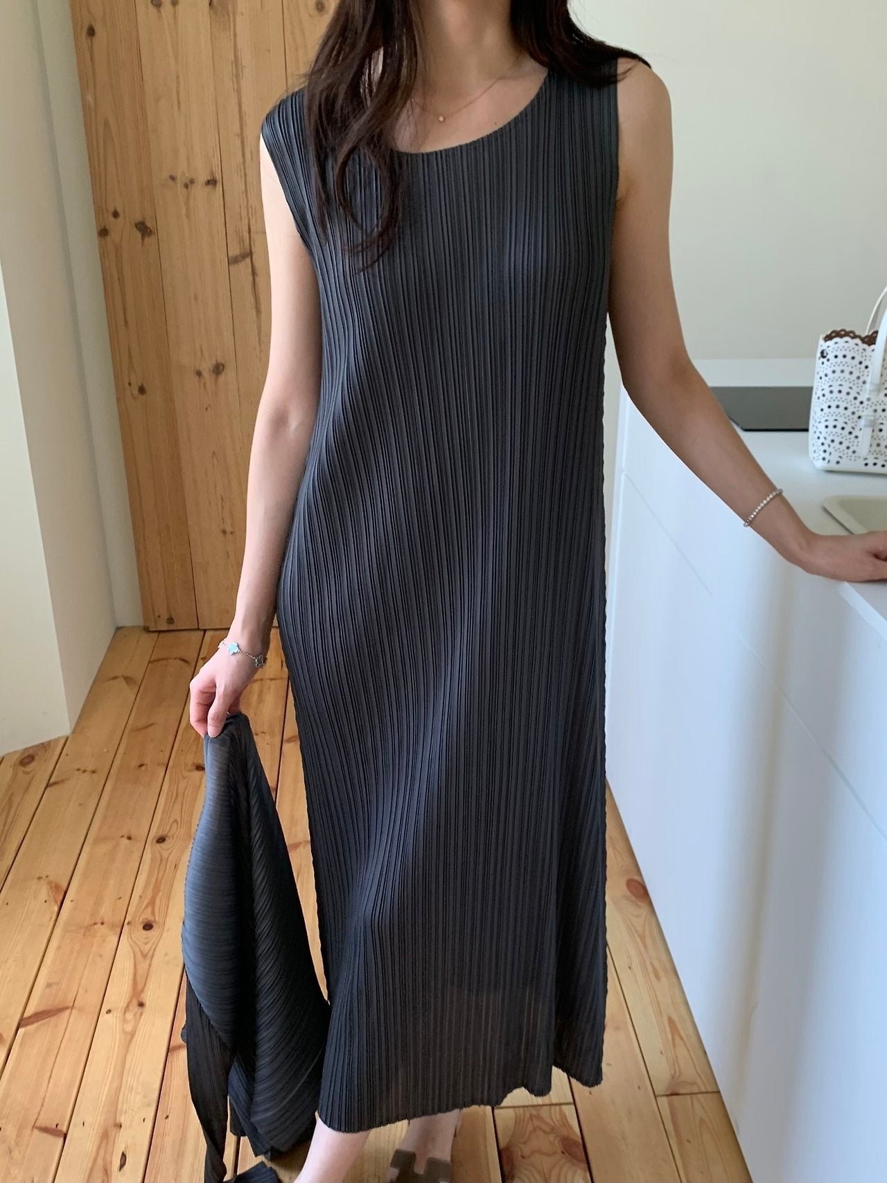 Pleats cardigan set