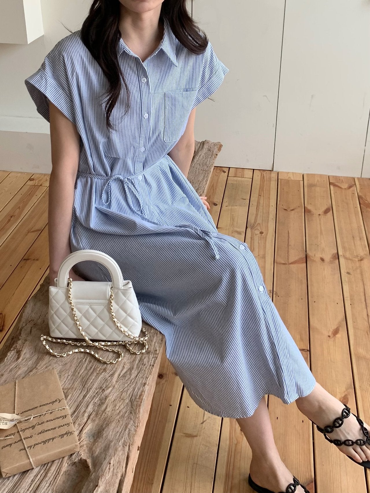 Striped shirt dress