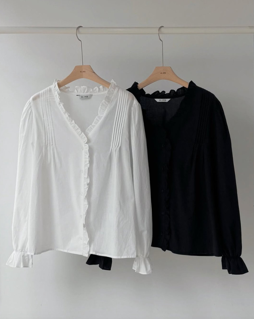Cotton frill blouse