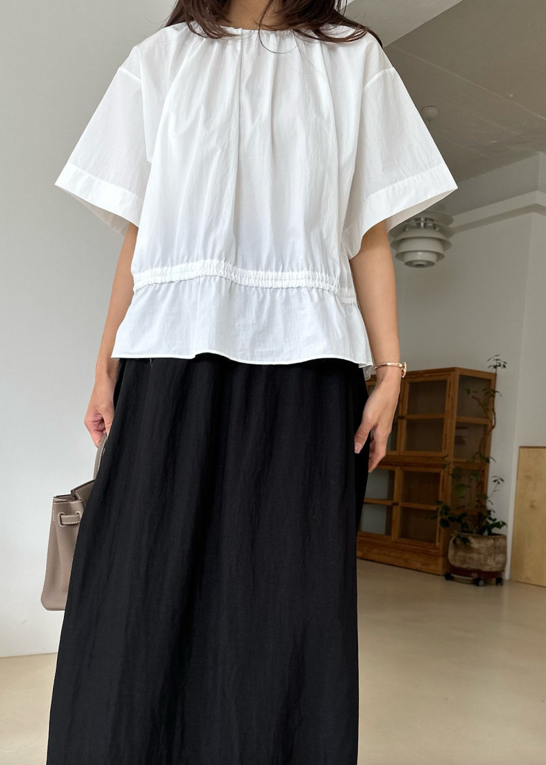 Shirring neckline blouse