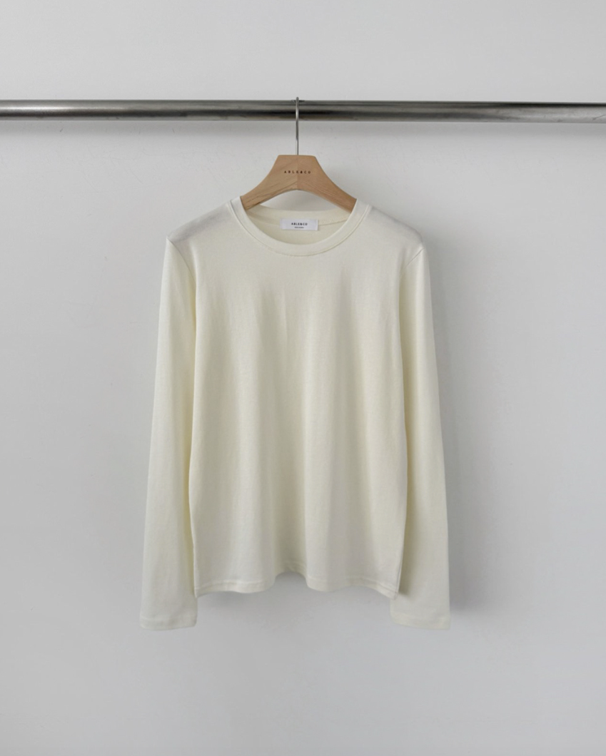 Cream modal long sleeves t-shirt