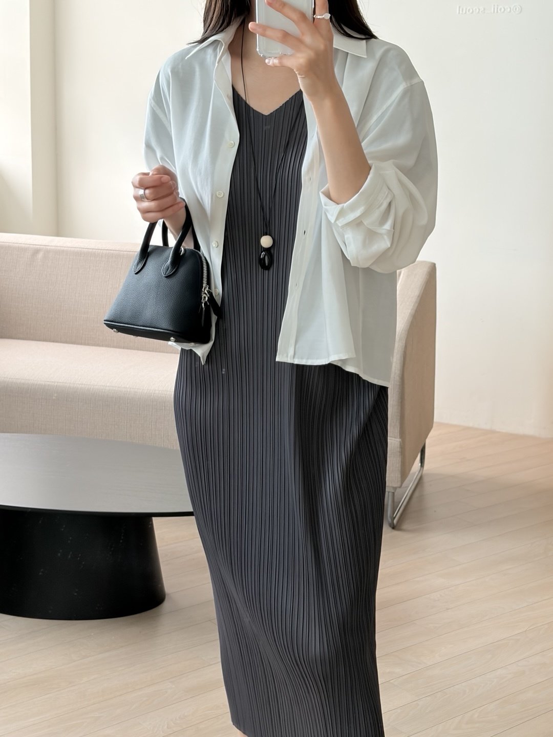 Pleats wing sleeves dress