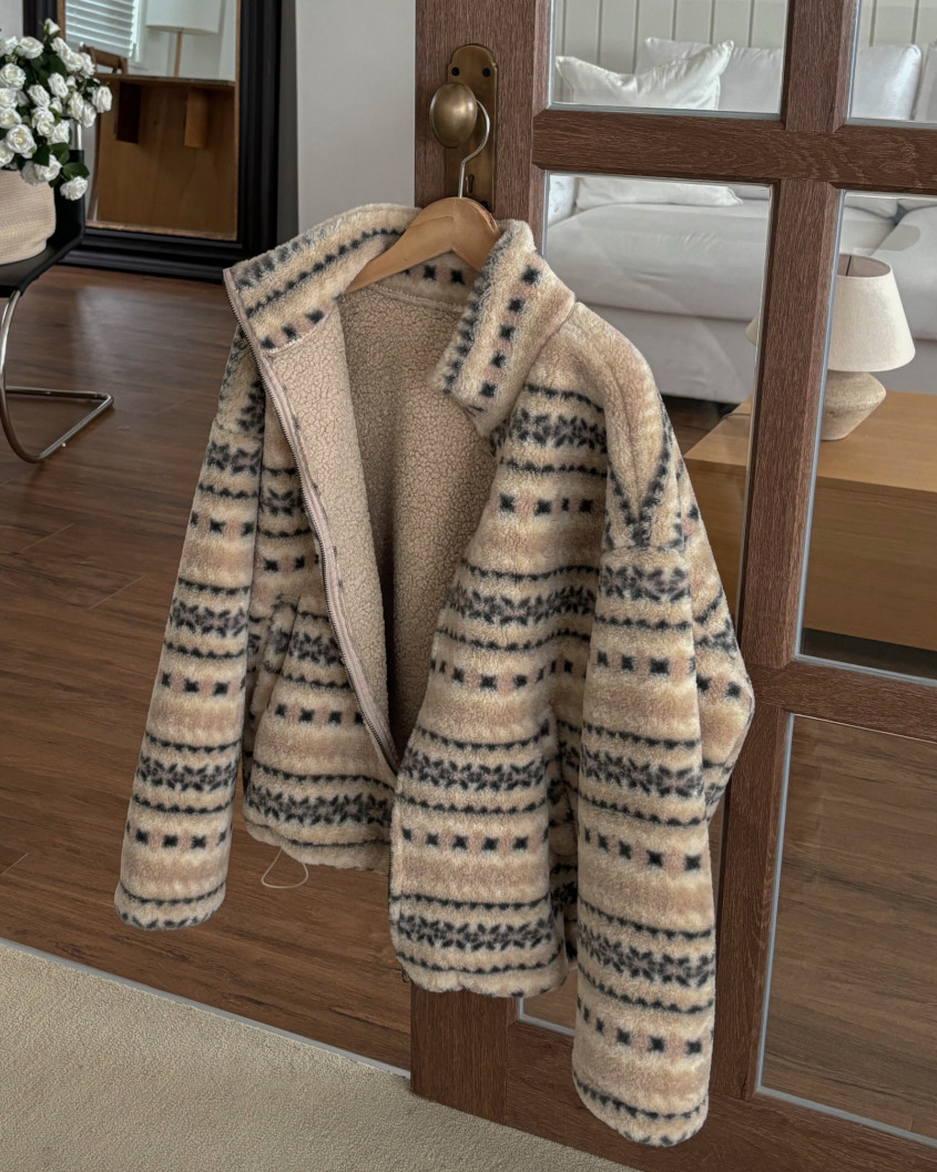 (F/W) Nordic pattern shearling jacket