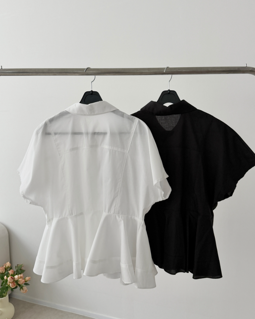 Pearl button peplum blouse