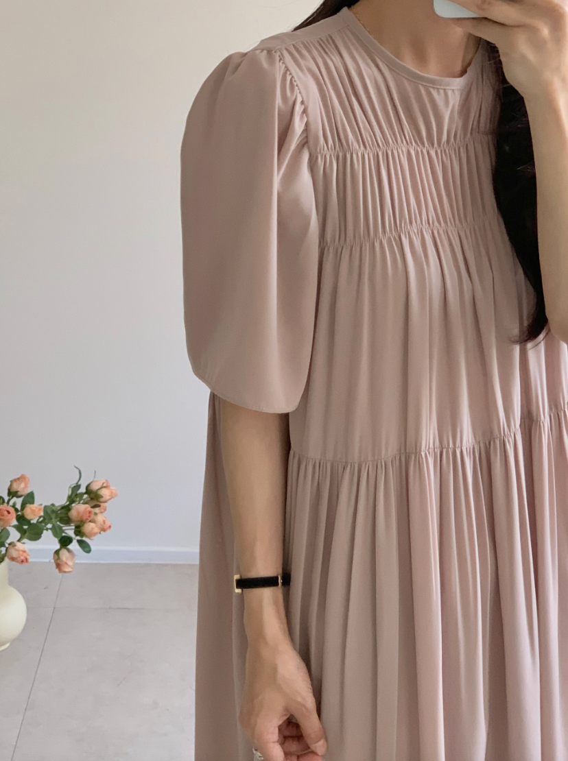 Smocked silky dress