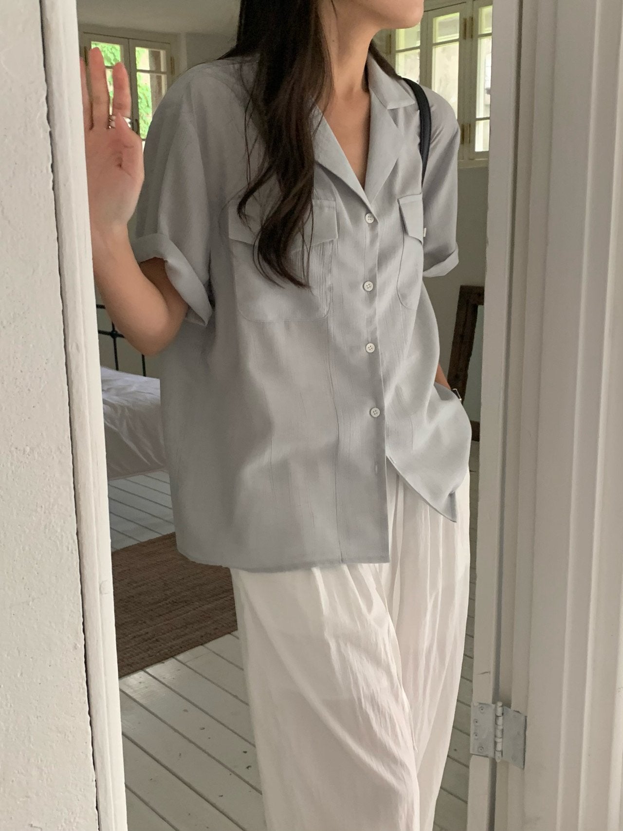 Pocket linen blend shirt
