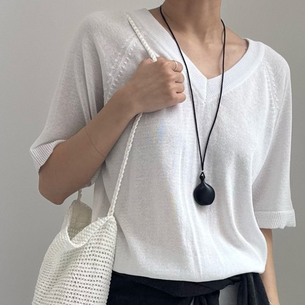 V neck summer knit top