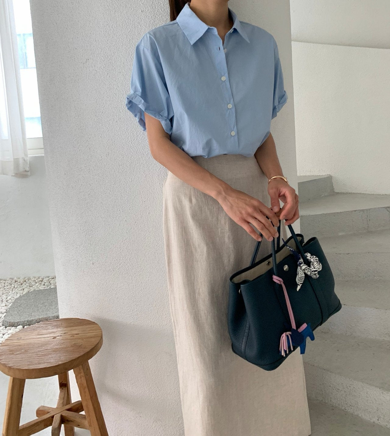 Rolled-up cotton shirt