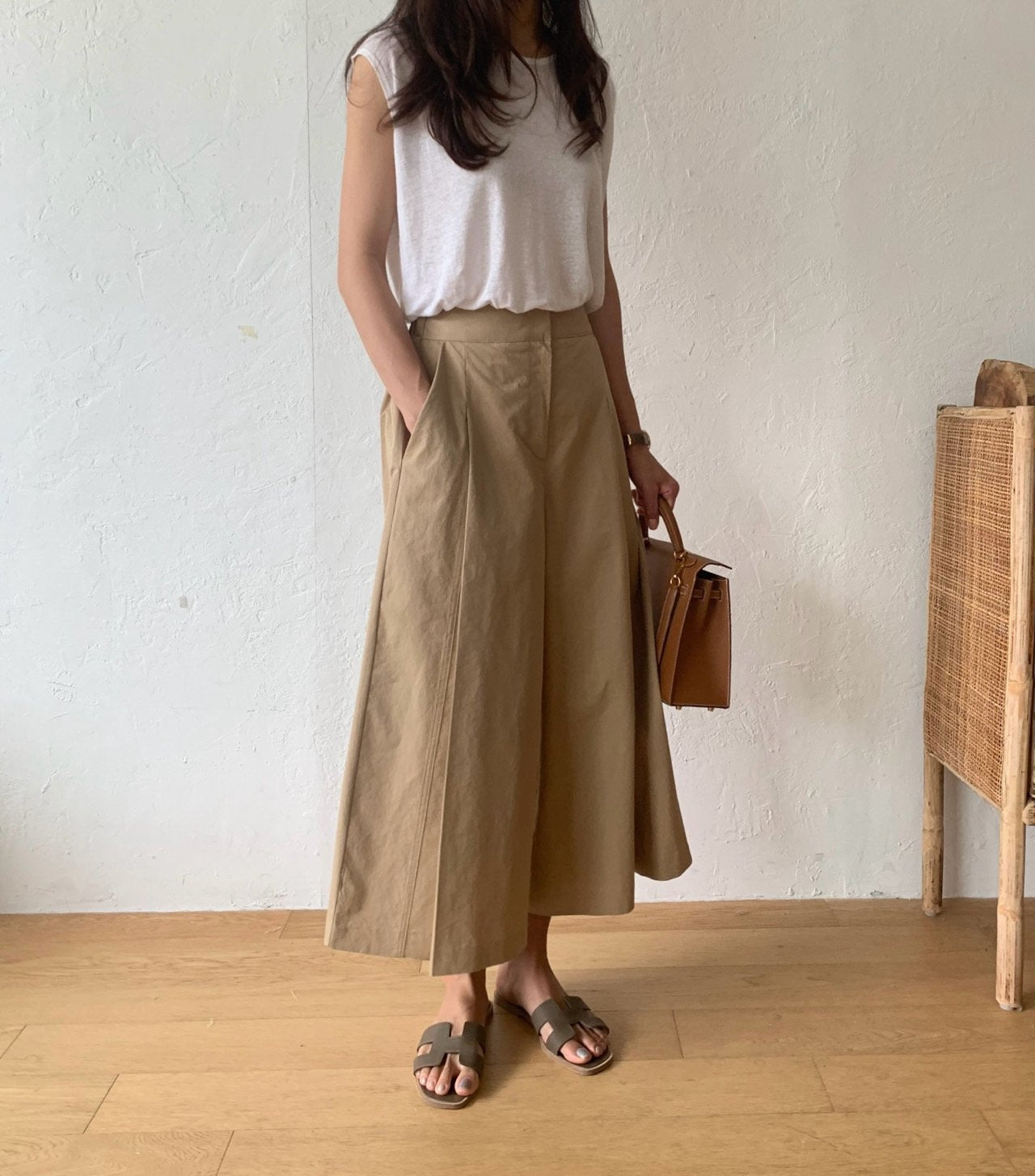 Pintuck wide pants