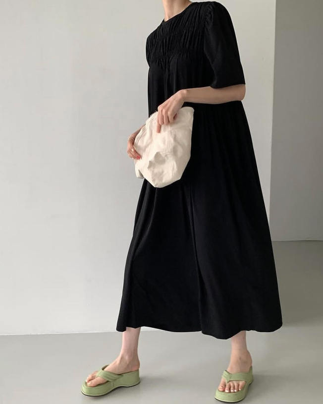 Smocked silky dress