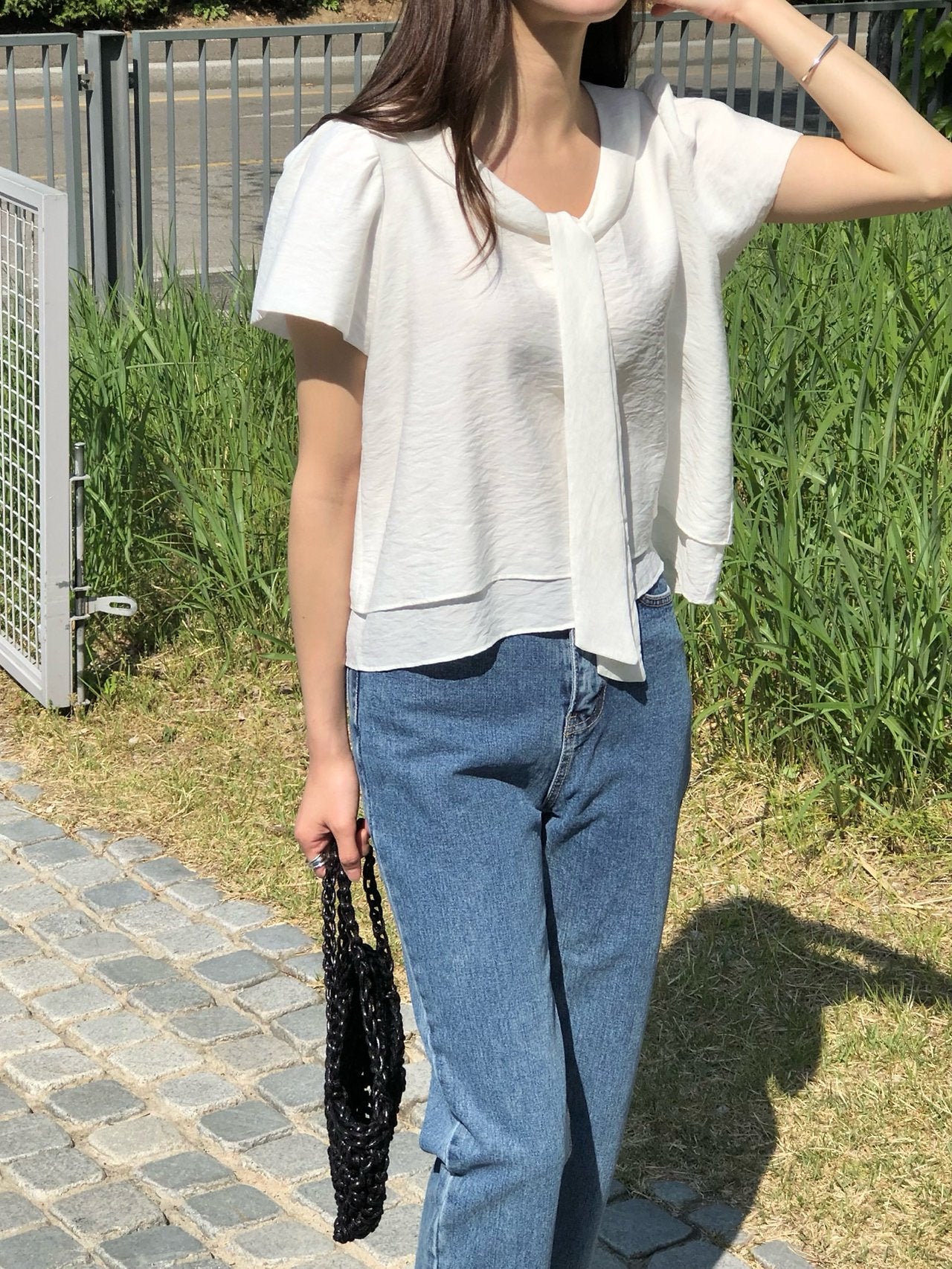 Tie blouse