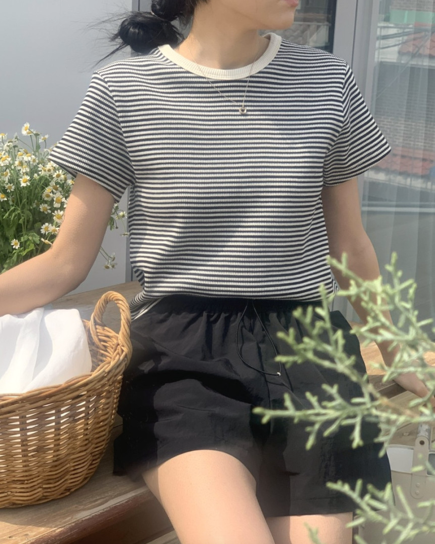 Summer waffle striped t-shirt