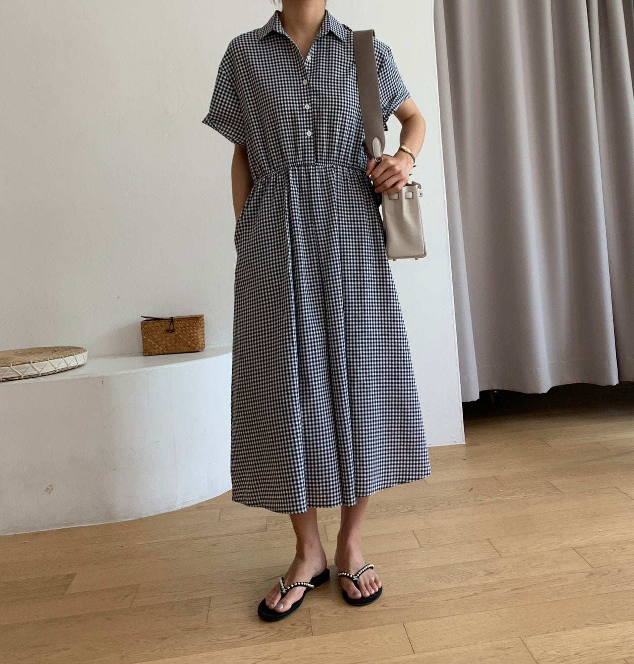 Gingham seersucker dress