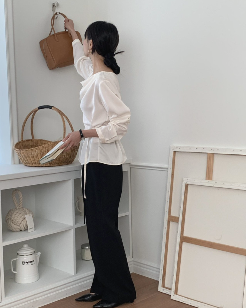 Cowl neck silky blouse