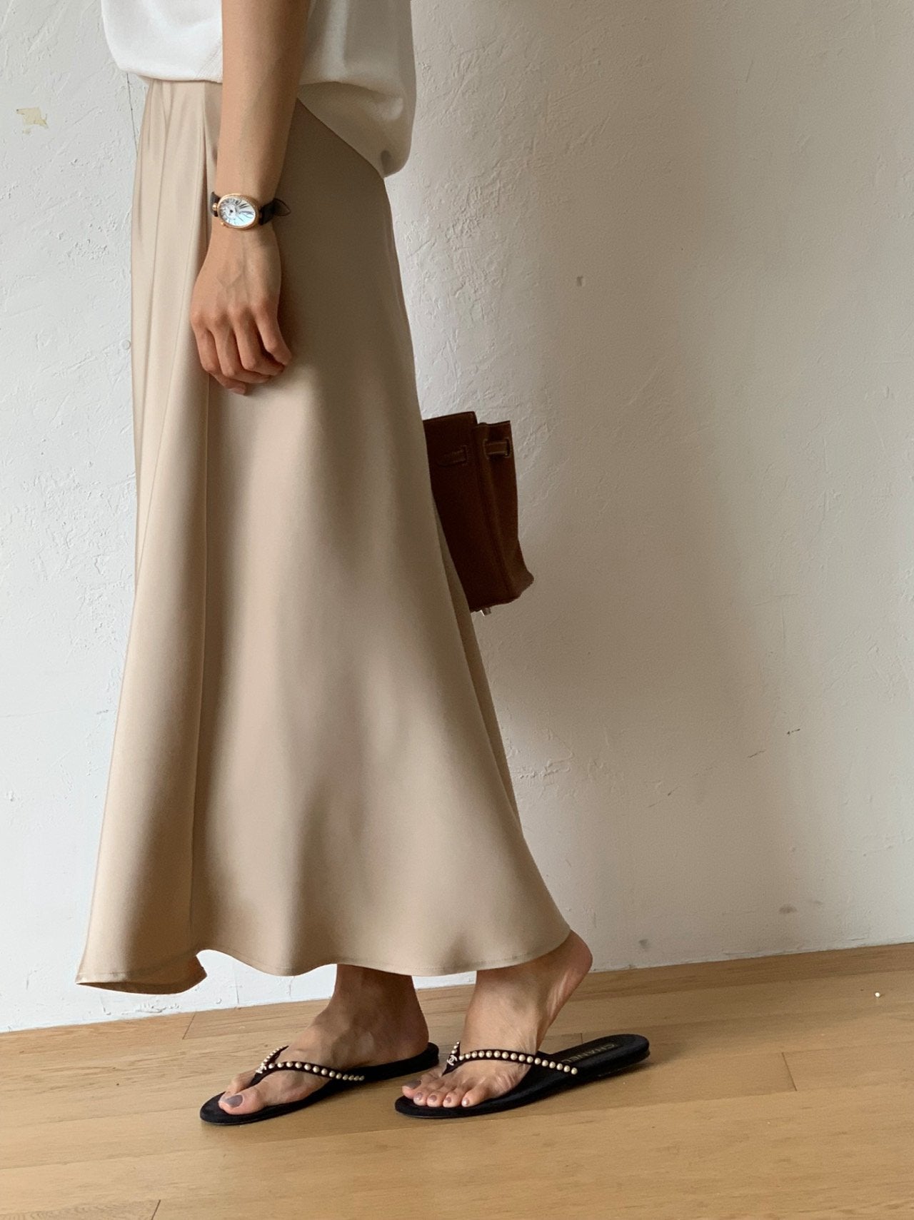 Satin A line skirt