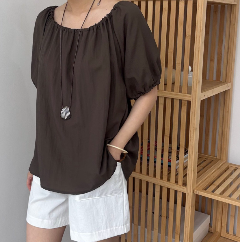 Rayon puff sleeve blouse