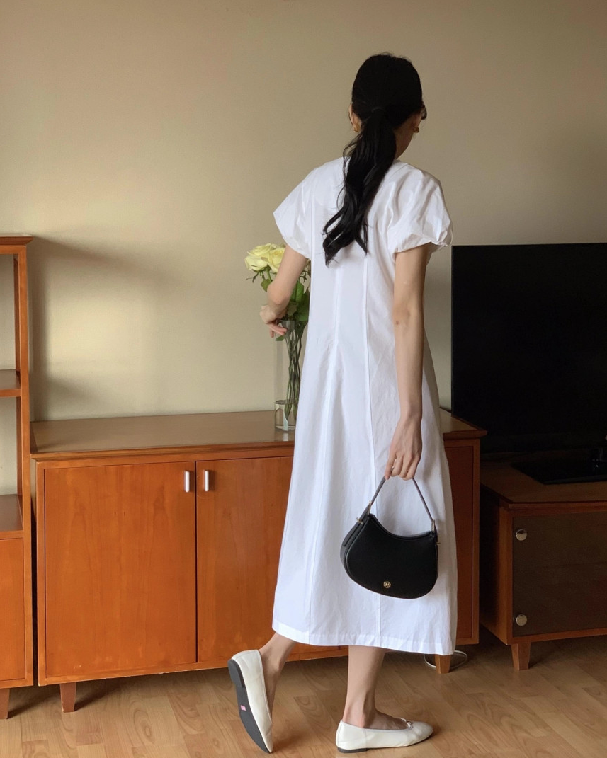 Spring puff cotton dress