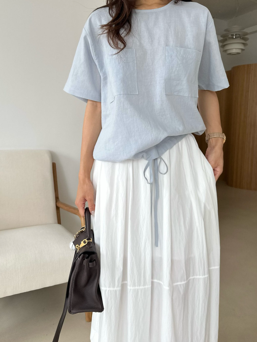 Linen pocket blouse