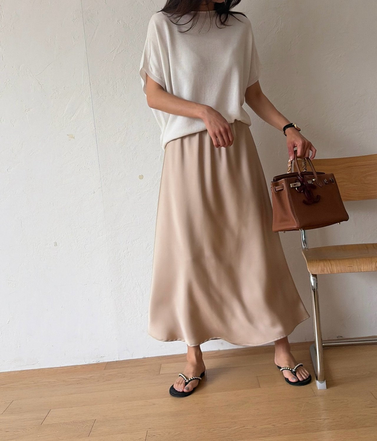 Satin A line skirt