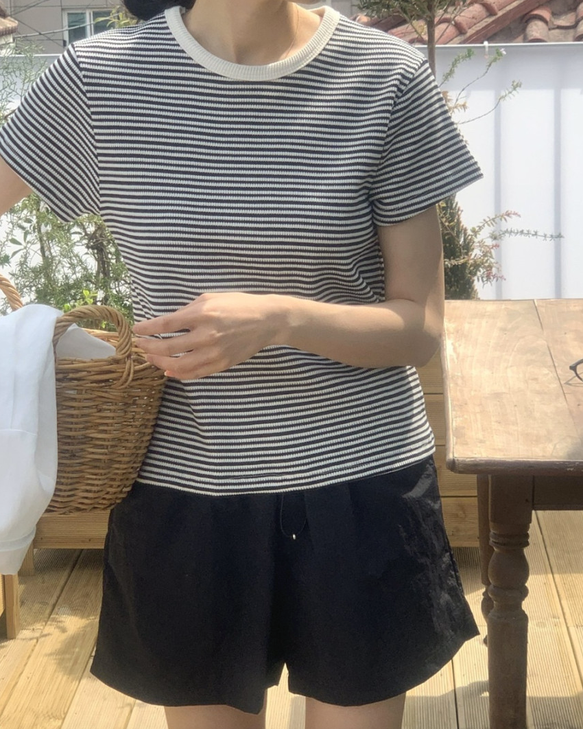 Summer waffle striped t-shirt
