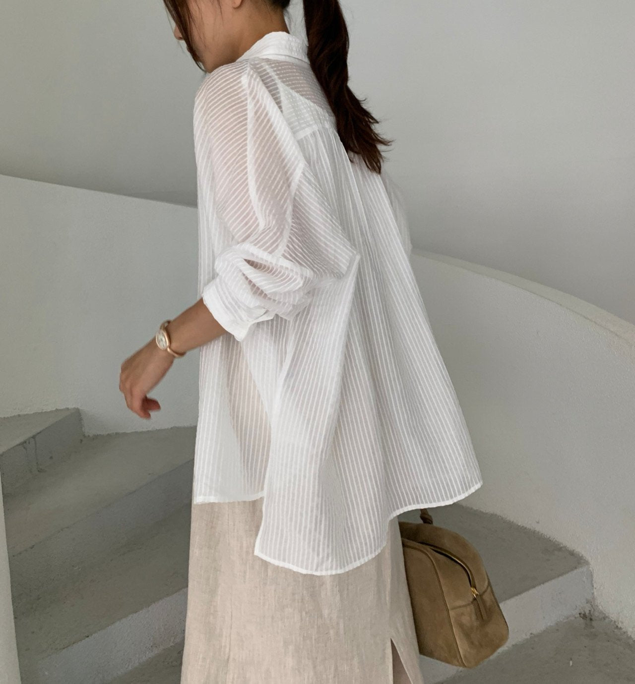 Sheer striped shirt