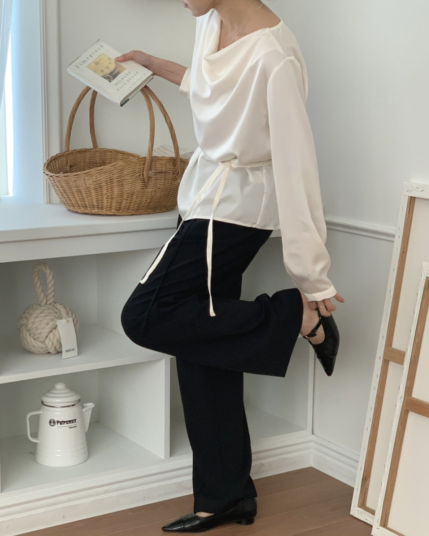 Cowl neck silky blouse