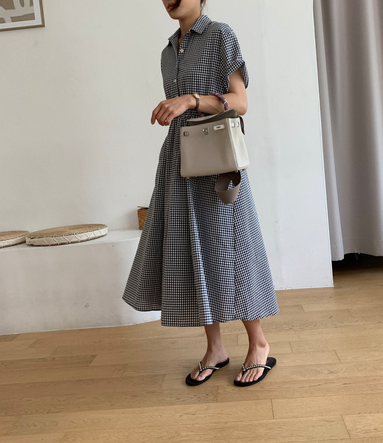 Gingham seersucker dress