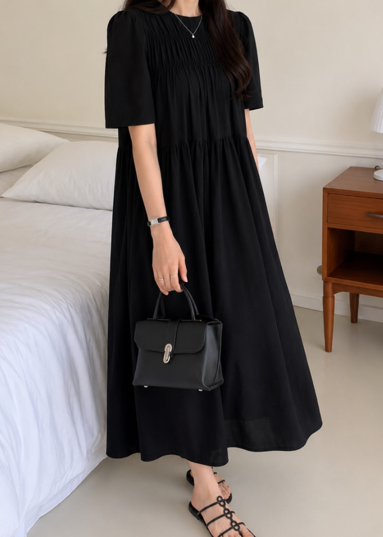 Smocked silky dress