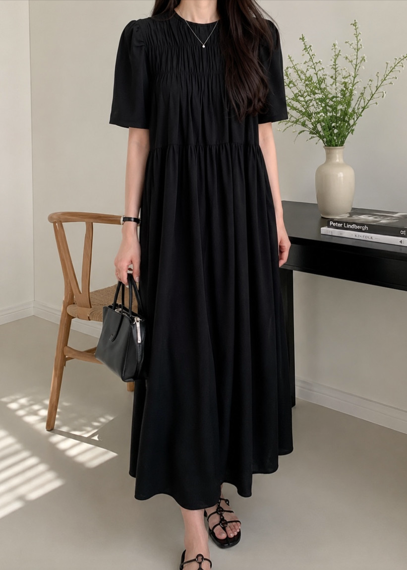 Smocked silky dress