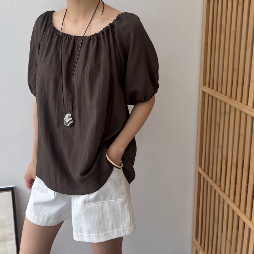 Rayon puff sleeve blouse