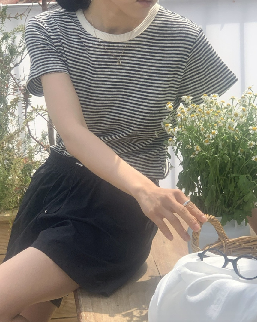 Summer waffle striped t-shirt