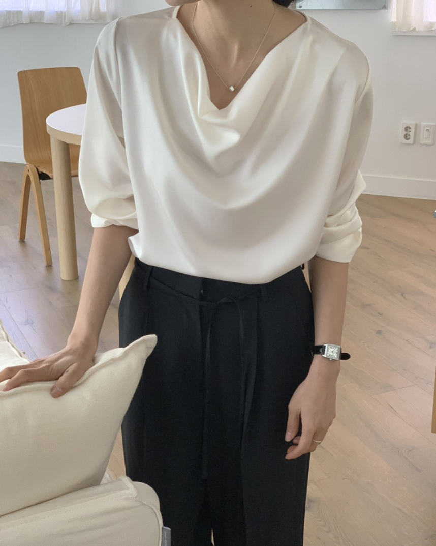 Cowl neck silky blouse