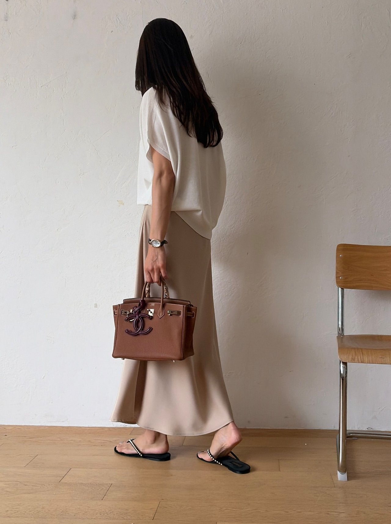 Satin A line skirt