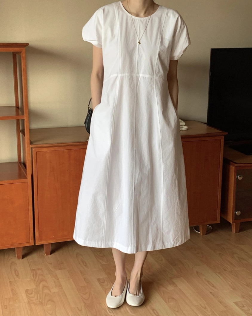 Spring puff cotton dress